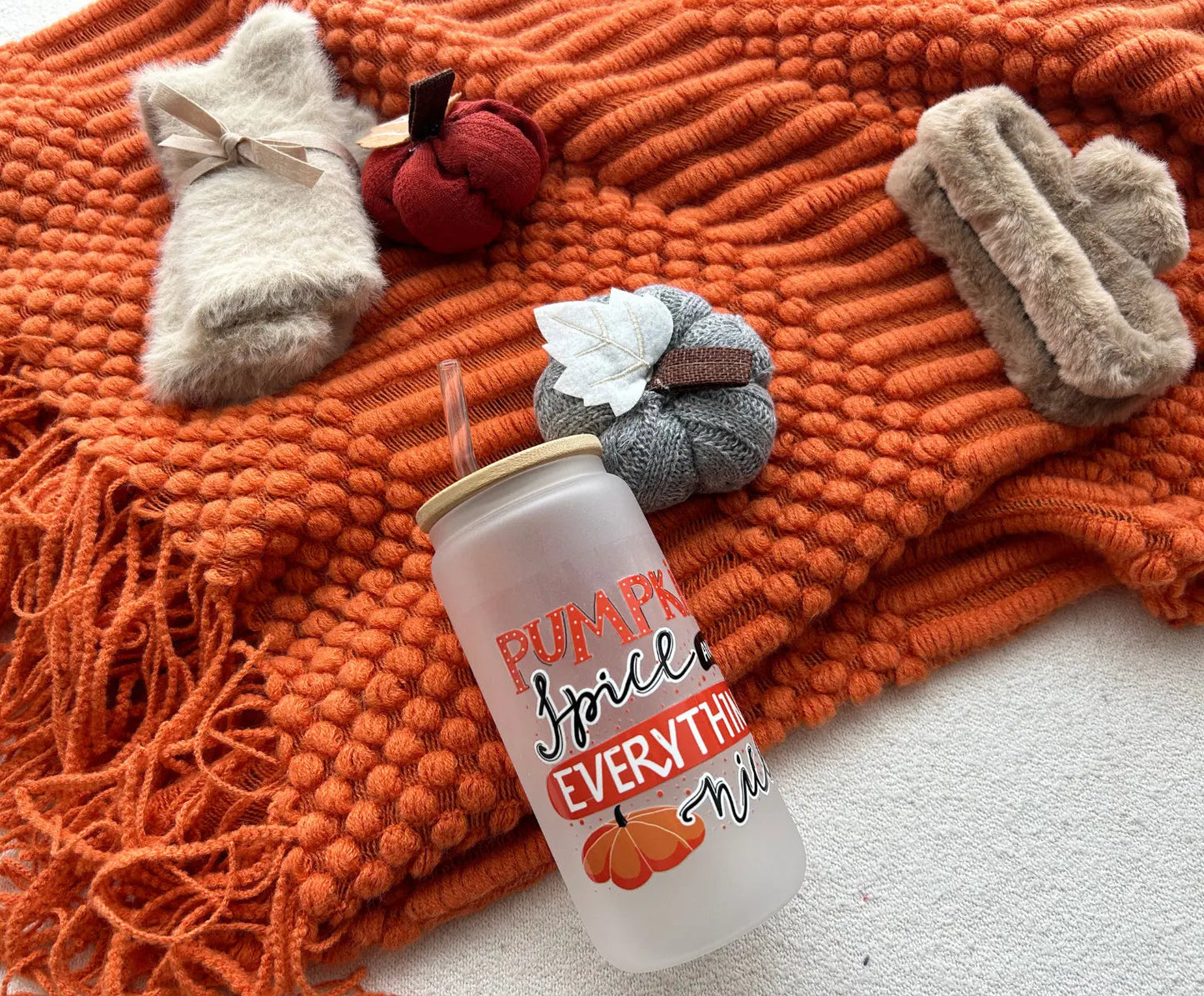 Thanksgiving Orange Theme Gift Basket with Blanket & Pumpkin Tumbler - Basketful Gifts