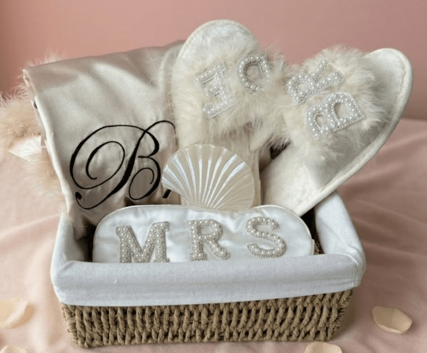 Wedding Shower Gift Basket | Bride Robe Slippers & Spa Set - Basketful Gifts