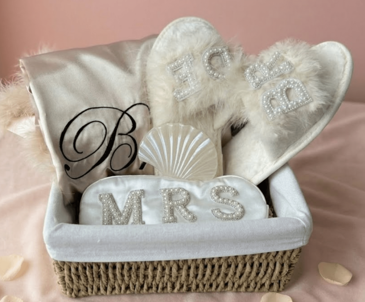 Wedding Shower Gift Basket | Bride Robe Slippers & Spa Set - Basketful Gifts