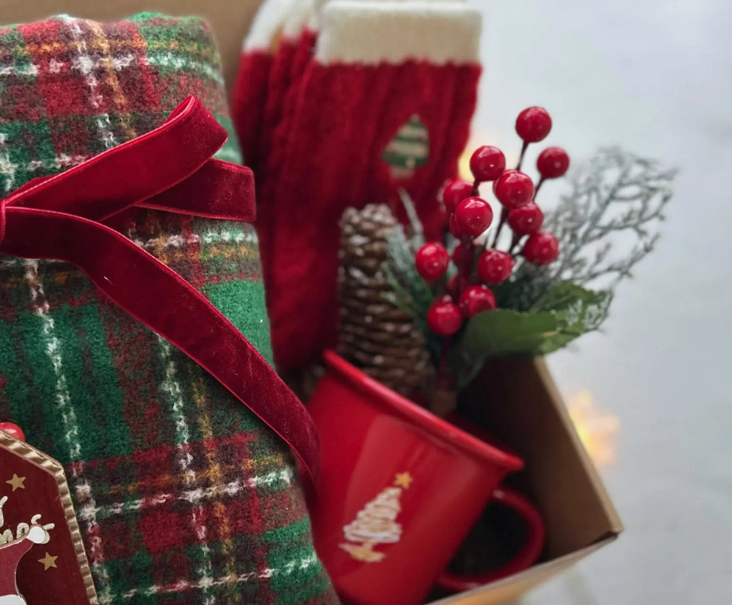 Xmas Gifts for Older Ladies - Cozy Scarf & Festive Holiday Mug - Basketful Gifts