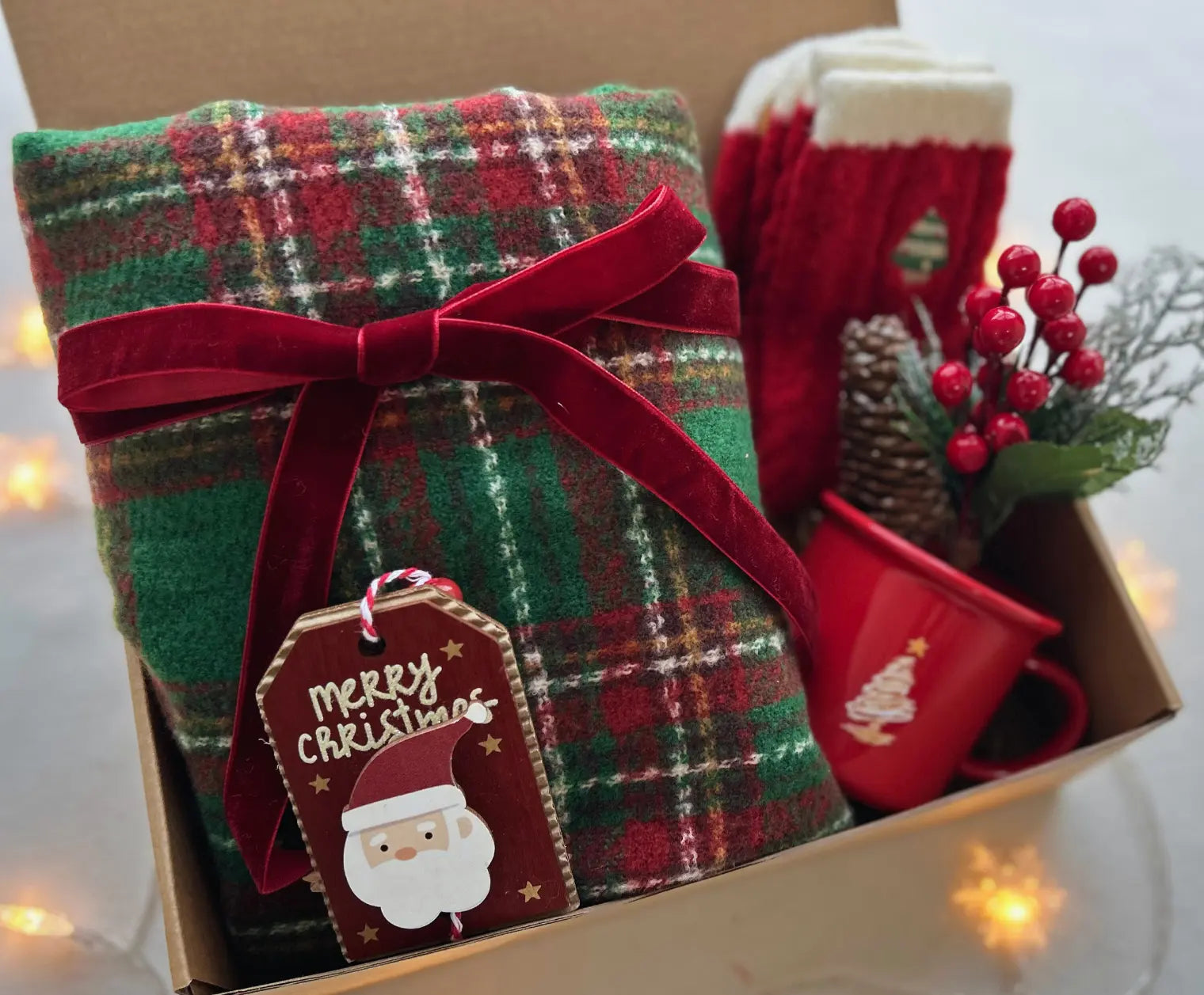 Xmas Gifts for Older Ladies - Cozy Scarf & Festive Holiday Mug - Basketful Gifts